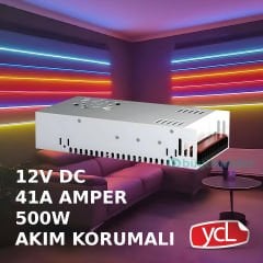 YCL Yücel YLT-S 500 41A 500Watt 12V DC İç Mekan Led Trafosu Fanlı