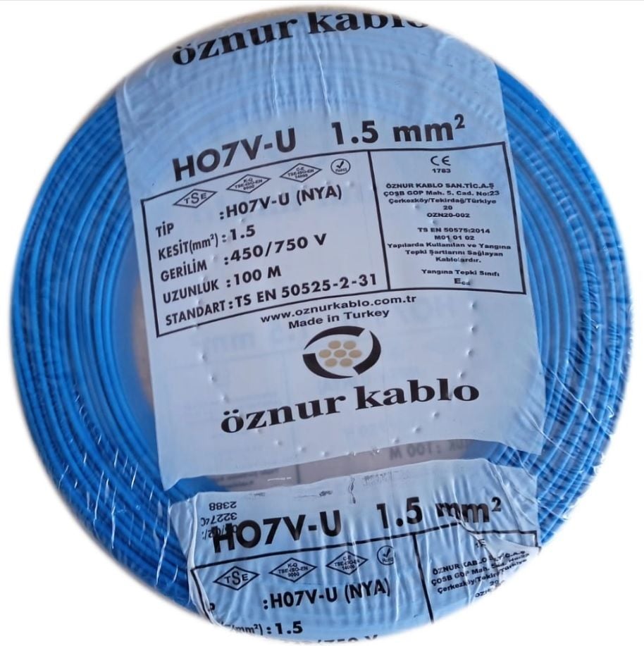 Öznur 1.5mm2 Mavi NYA Kablo