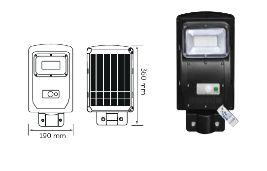 İnoled 30W 6500K Beyaz Işık Solar Sokak Armatürü