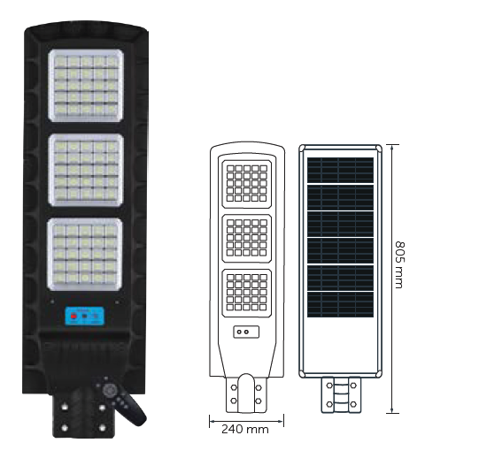 İnoled 300W 6500K Beyaz Işık Solar Sokak Armatürü 9363-01