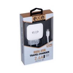 EXE 2.4A Çift USB Ünıversal Şarj Aleti  Micro Kablolu