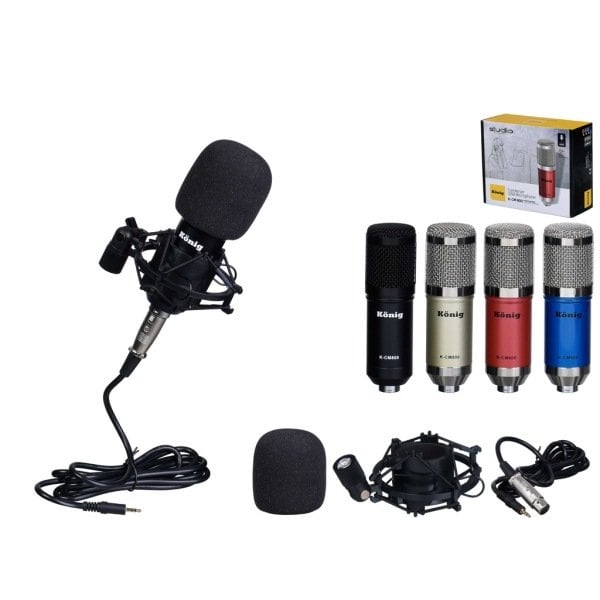 KÖNİG K-CM 800 CONDENSER STÜDYO KARAOKE KAYIT MİKROFONU SİYAH