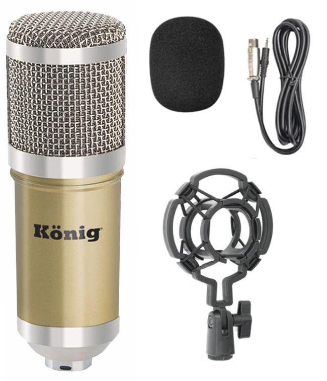 KÖNİG K-CM 800 CONDENSER STÜDYO KARAOKE KAYIT MİKROFONU SARI