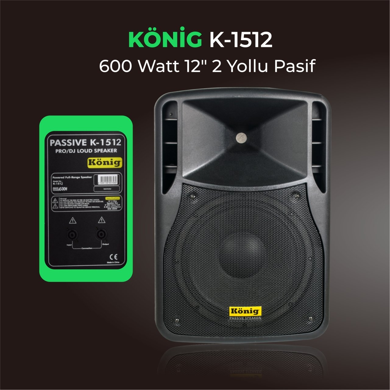 KÖNİG K–1512 PASİF HOPARLÖR MAX 600 WATT 30 CM HOPARLÖR