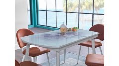 Mondi Home Glass Mutfak Masası Takımı - Beyaz