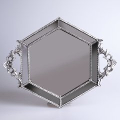 Altıgen Aynalı Tepsi Gümüş