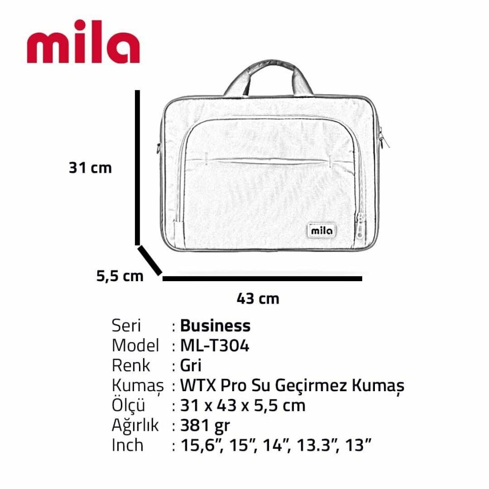 Mila T304 Business serisi 15.6 inch uyumlu Macbook Laptop Notebook 