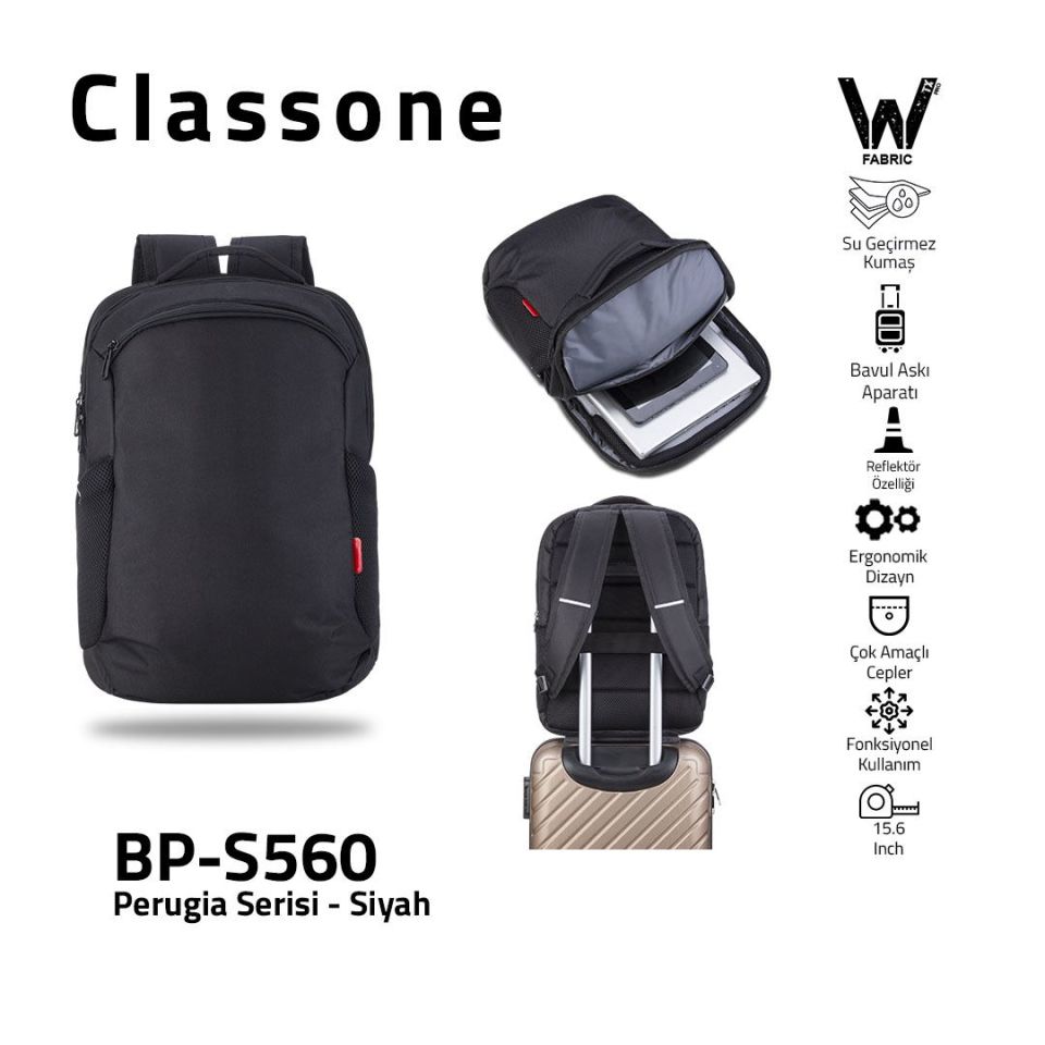 BP-S560 15.6'' Perugia Serisi Wtx Pro Sırt Çantası Siyah