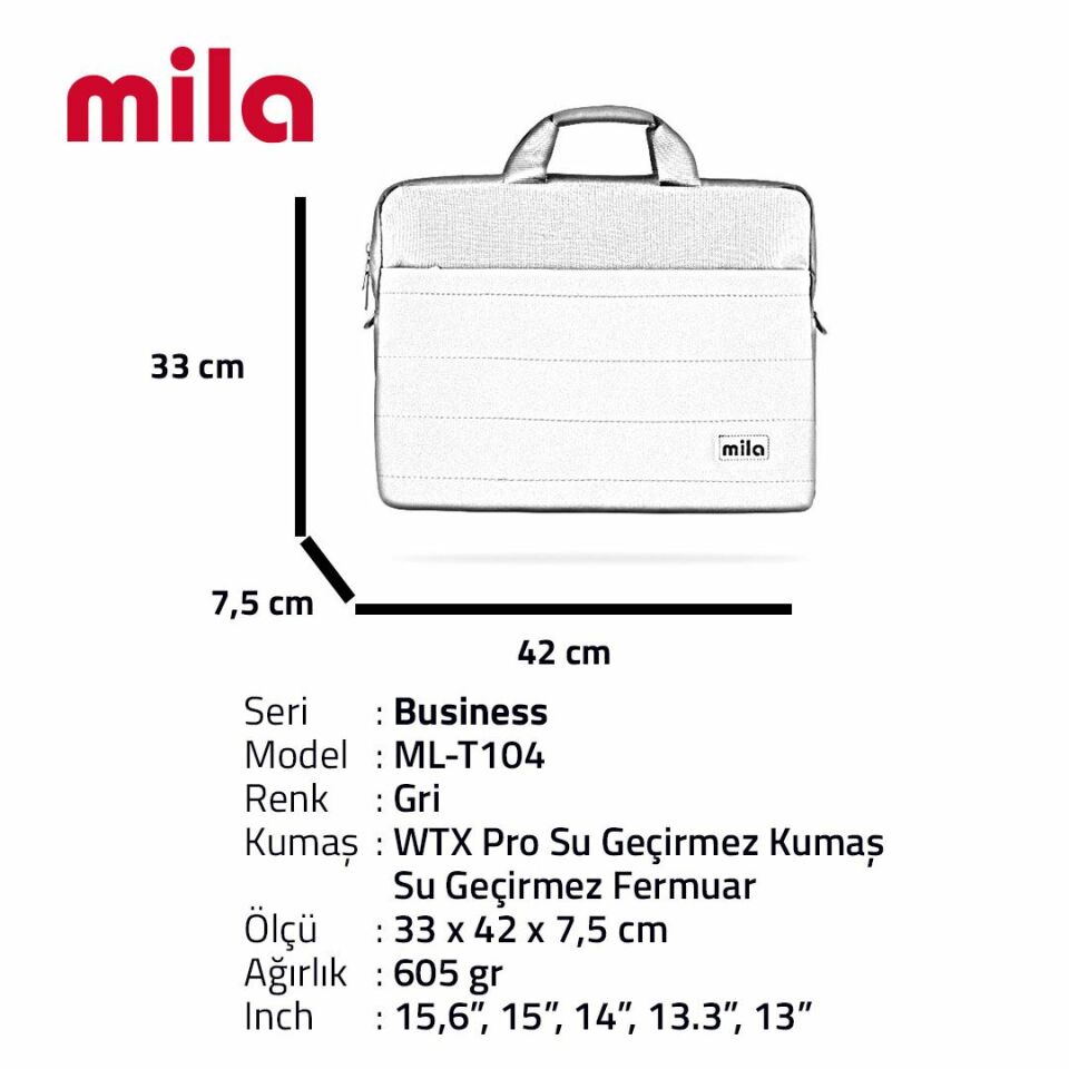 Mila T104 Business serisi 15.6 inch uyumlu Macbook Laptop Notebook 