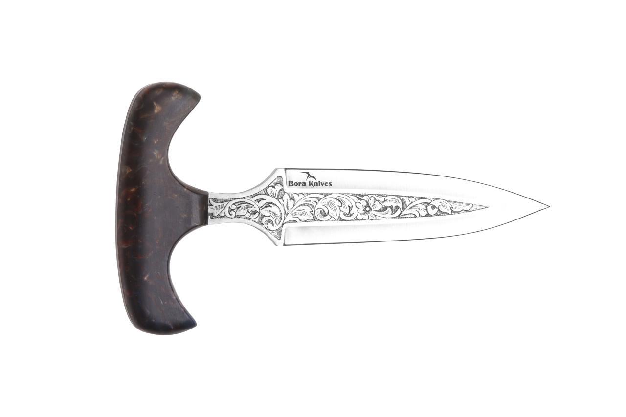 Bora Push Dagger Stabilize Saplı Gravürlü Bıçak