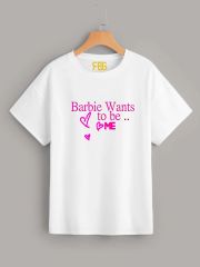 Beyaz Unisex Barbie  Wants To Be Me T-shirt