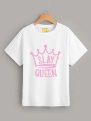 Beyaz Unisex Barbie Slay Queen T-shirt