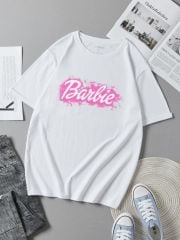 Beyaz Unisex Barbie Bakılı T-shirt