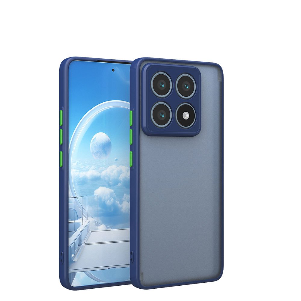 Xiaomi 14T Pro Kılıf Mat Kamera Korumalı Renkli Tuşlu Sert Silikon Hux Kapak Lacivert