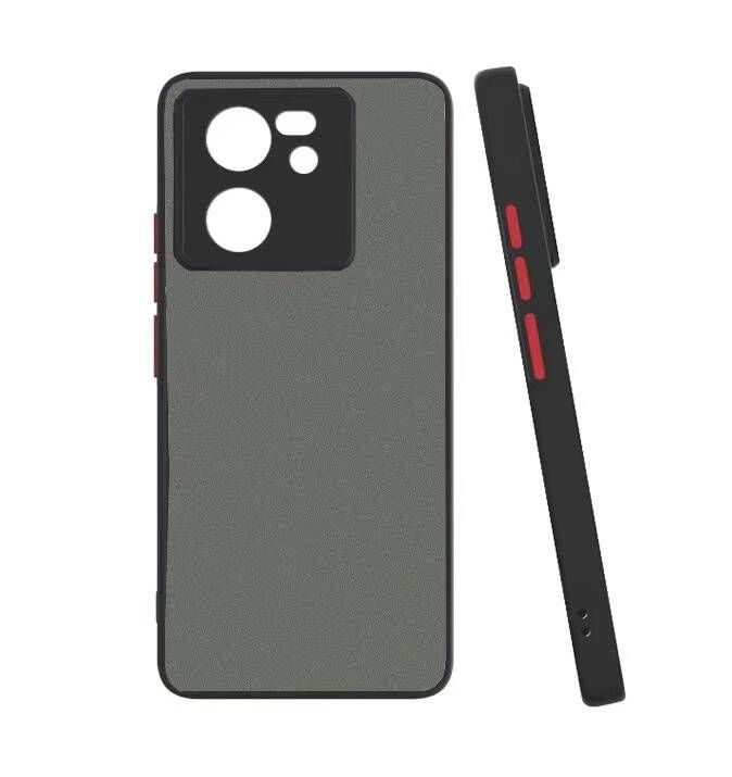 Xiaomi Mi 13T Pro Kılıf Mat Kamera Korumalı Renkli Tuşlu Sert Silikon Hux Kapak Siyah