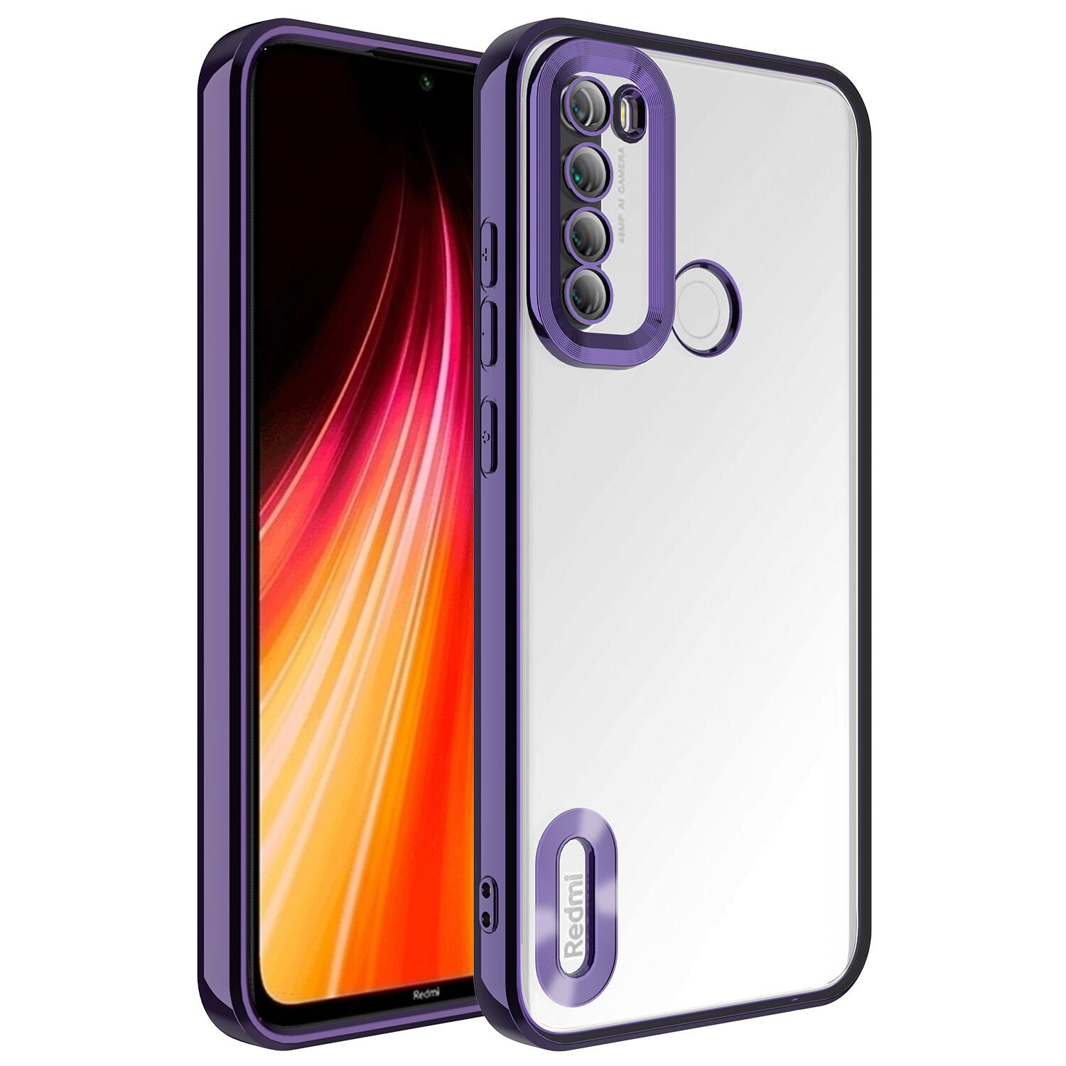 Xiaomi Redmi Note 8 Kılıf Kamera Korumalı Logo Gösteren Omega Kapak Kılıf Derin Mor