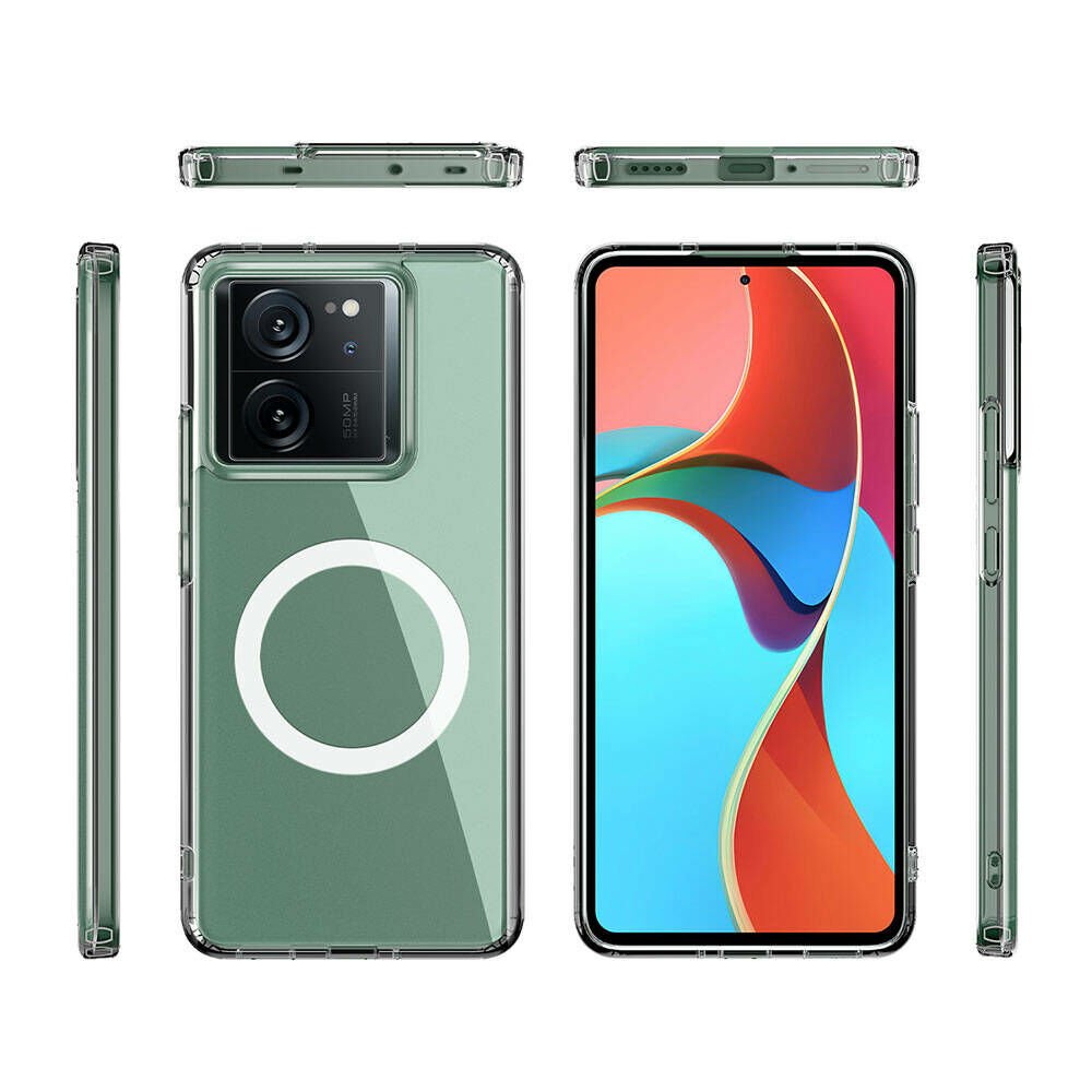 Xiaomi Mi 13T Pro Kılıf Sert PC Arka Yüzey Wireless Şarj Özellikli Flet Magsafe Kapak Renksiz