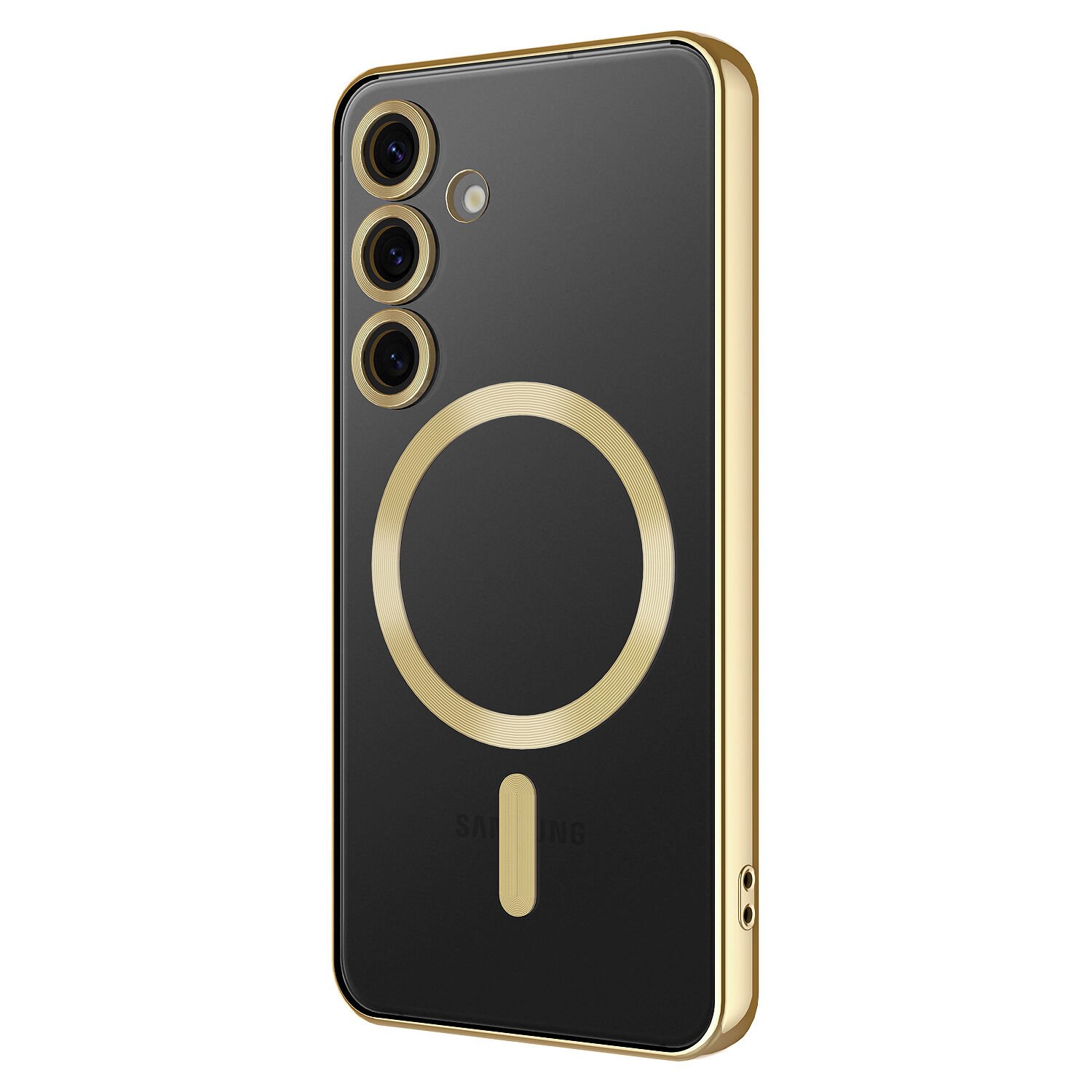 Samsung Galaxy S24 FE Kılıf Kamera Korumalı Kablosuz Wireless Şarj Özellikli Demre Kapak Gold