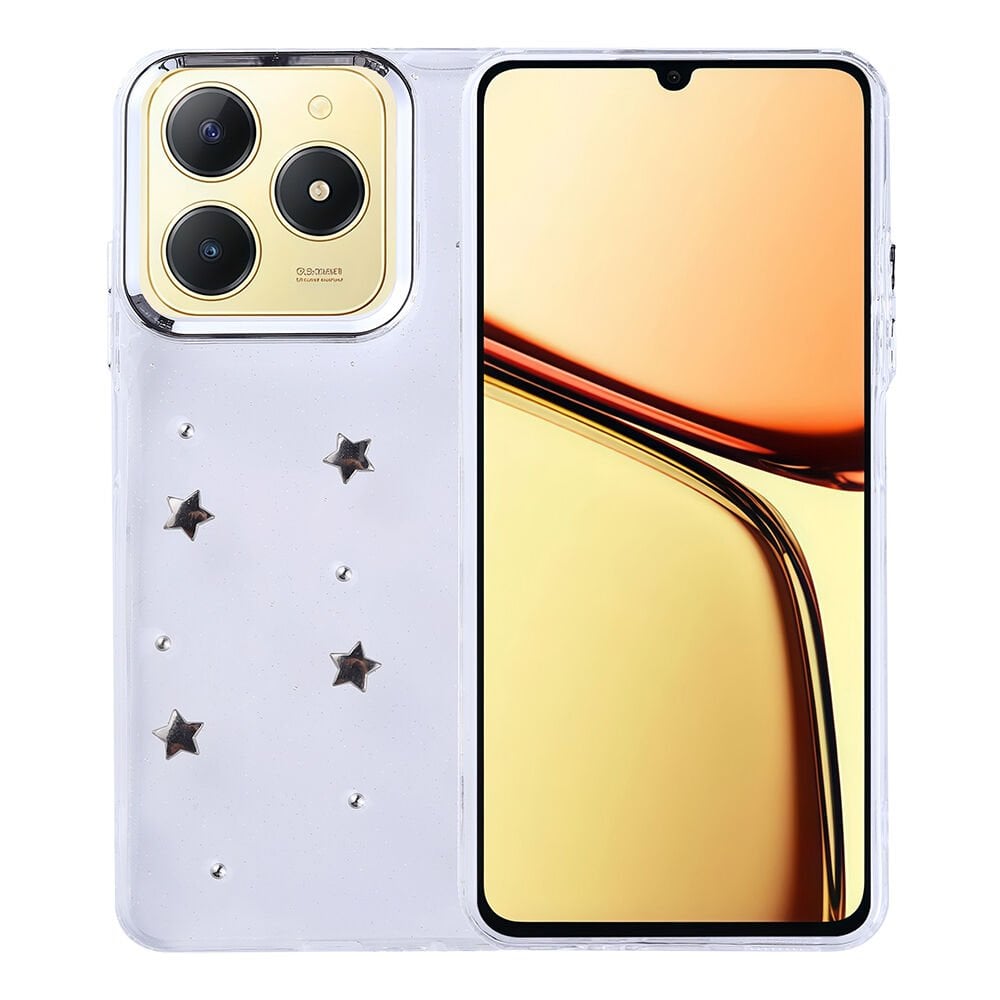 Realme C61 Kılıf Airbag Tasarımlı Simli Şeffaf Kutup Kapak