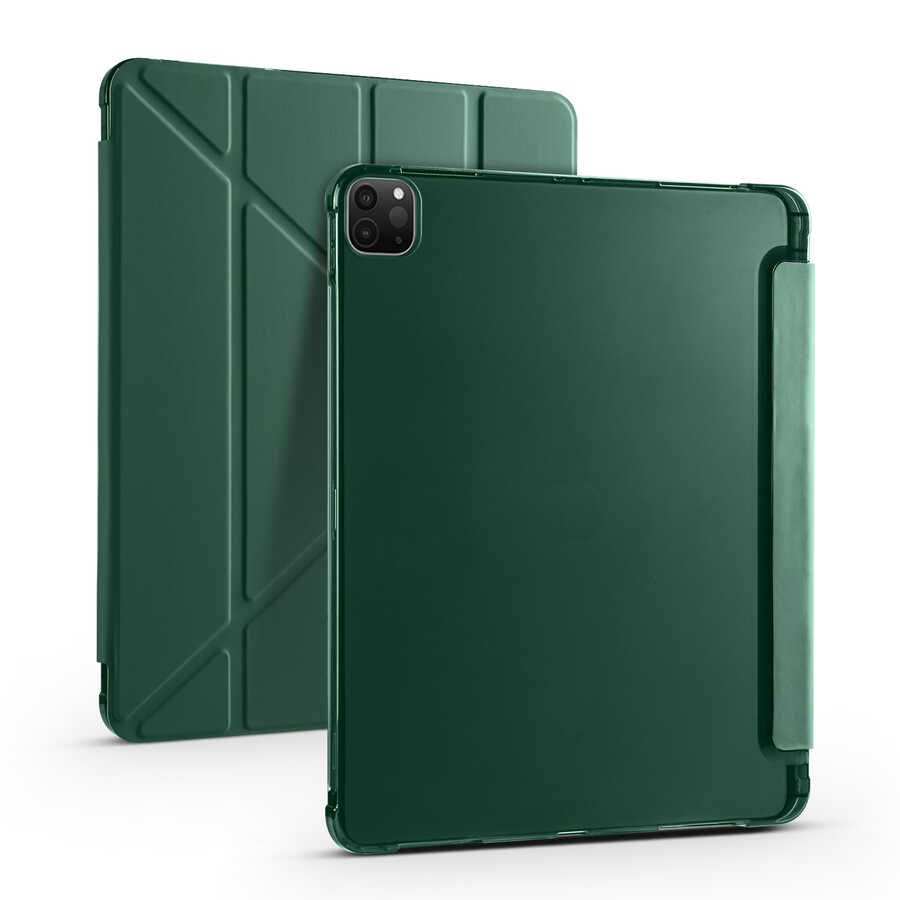 iPad Pro 12.9 2021 (5.Nesil) Kılıf Tri Folding Kalem Bölmeli Standlı Kılıf