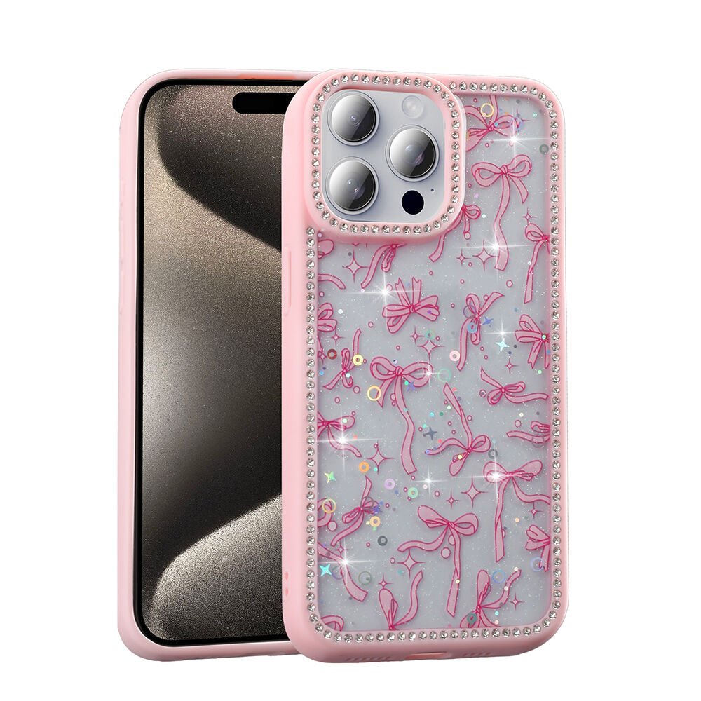 iPhone 15 Pro Kılıf Taşlı ve Simli Tasarım Azra Kapak