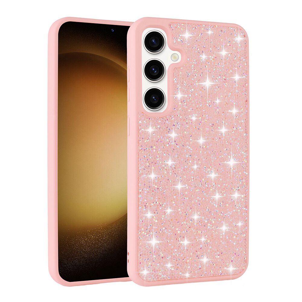 Samsung Galaxy A55 Kılıf Parlak Taşlı Tasarım Pırlanta Kapak Pembe