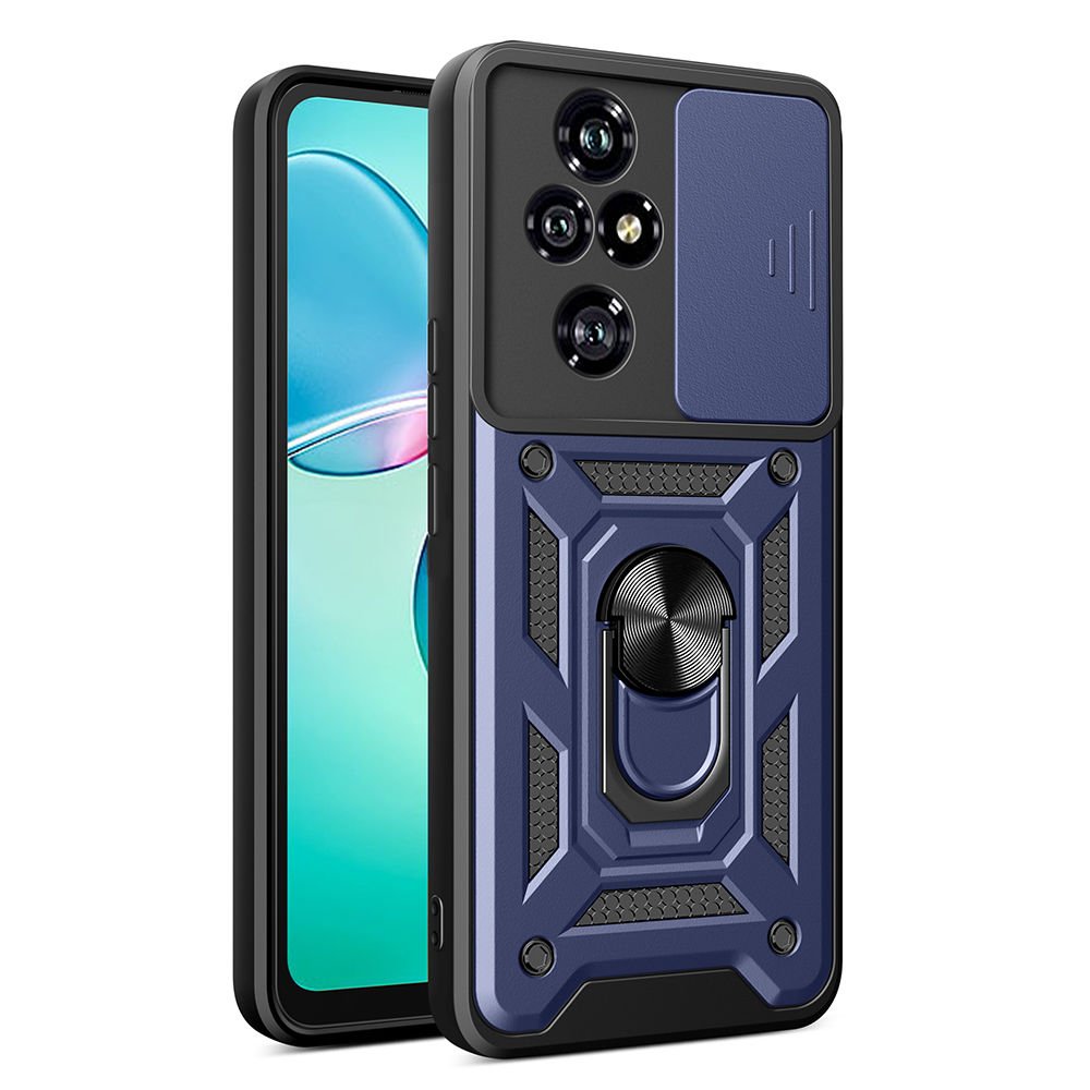 Honor 200 Pro Kılıf Magnetik Standlı Kamera Korumalı Sürgülü Vega Kapak Mavi