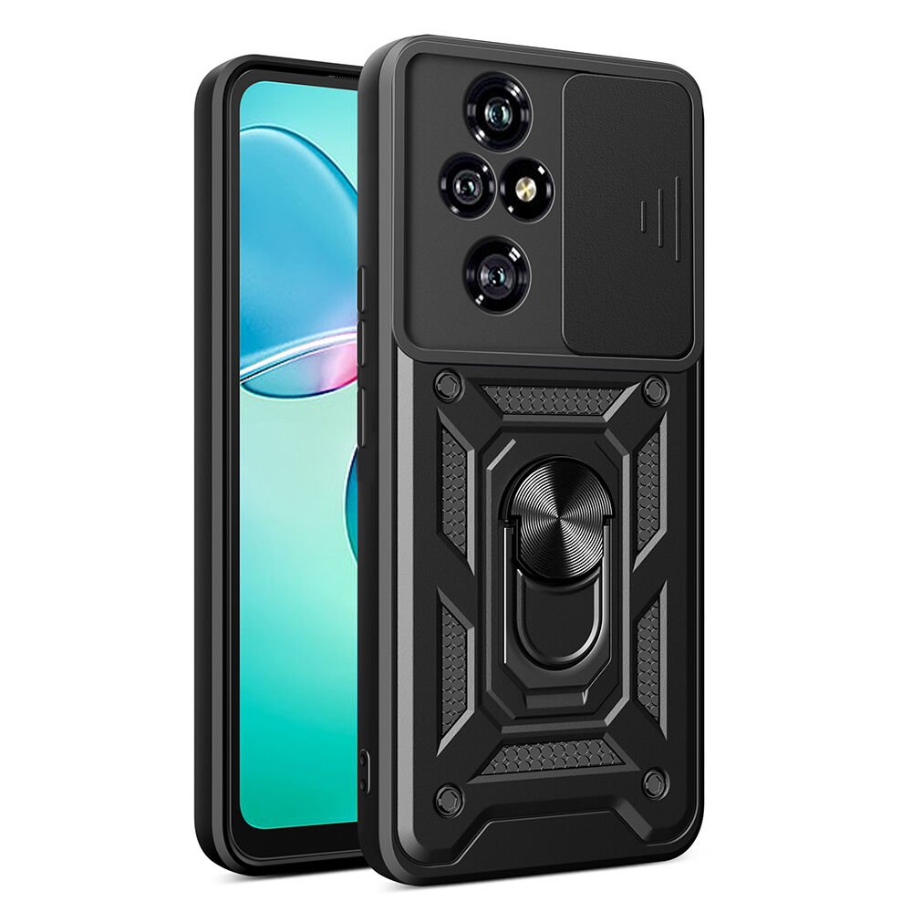 Honor 200 Pro Kılıf Magnetik Standlı Kamera Korumalı Sürgülü Vega Kapak Siyah