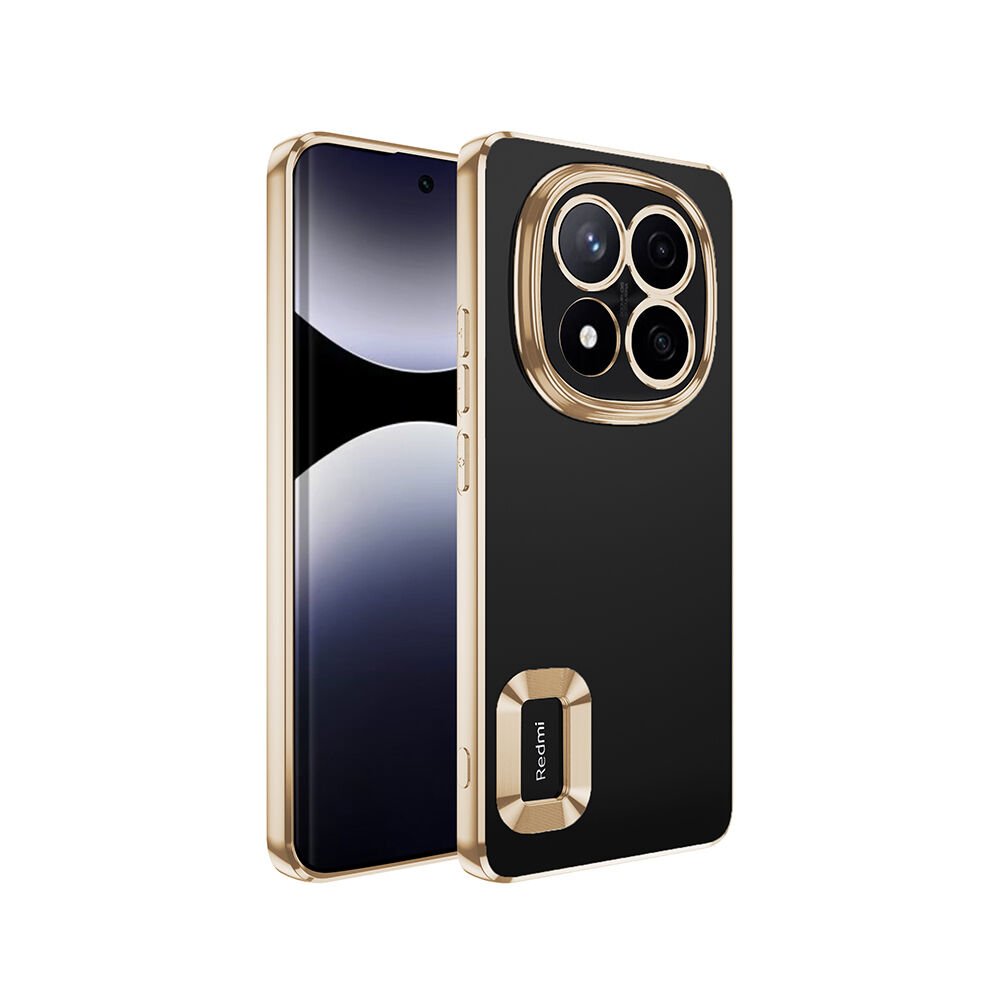 Xiaomi Poco X7 Kılıf Logo Gösteren Parlak Kenarlı Kamera Lens Korumalı Şeffaf Omega Silikon Kapak
