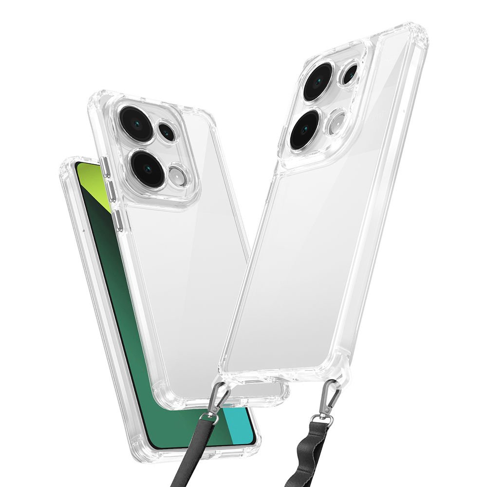 Xiaomi Redmi Note 13 Pro 4G Kılıf Airbagli Takılabilir Askı Aparatlı Snap Silikon Kapak Şeffaf