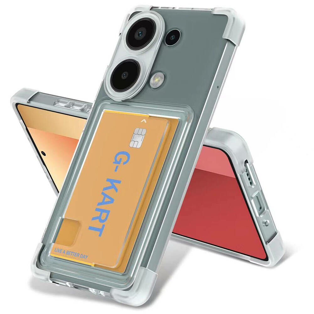 Xiaomi Redmi Note 13 Pro 5G Kılıf Airbag Tasarımlı Şeffaf Kartlıklı G-Kart Kapak Şeffaf