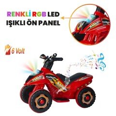 Uj Toys Müzikli ve Led Işıklı Akülü Atv 6V Safari-Kırmızı