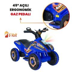 Uj Toys Müzikli ve Led Işıklı Akülü Atv 6V Safari-Mavi