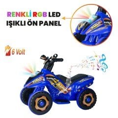 Uj Toys Müzikli ve Led Işıklı Akülü Atv 6V Safari-Mavi