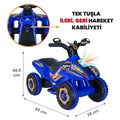 Uj Toys Müzikli ve Led Işıklı Akülü Atv 6V Safari-Mavi