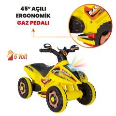 Uj Toys Müzikli ve Led Işıklı Akülü Atv 6V Safari-Sarı