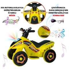 Uj Toys Müzikli ve Led Işıklı Akülü Atv 6V Safari-Sarı