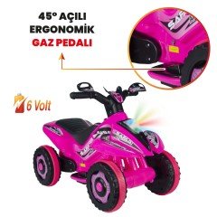 Uj Toys Müzikli ve Led Işıklı Akülü Atv 6V Safari-Pembe