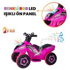 Uj Toys Müzikli ve Led Işıklı Akülü Atv 6V Safari-Pembe