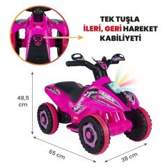 Uj Toys Müzikli ve Led Işıklı Akülü Atv 6V Safari-Pembe