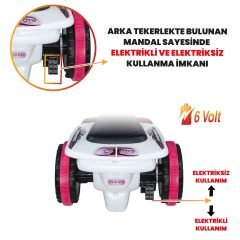 Uj Toys Müzikli ve Led Işıklı Akülü Atv 6V Safari-Beyaz Prenses