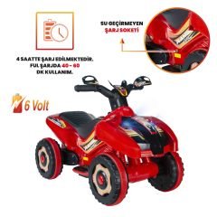 Uj Toys Müzikli ve Led Işıklı Akülü Atv 6V Ranger-Kırmızı