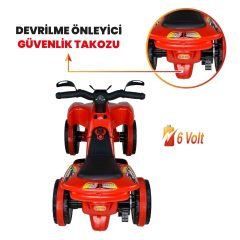 Uj Toys Müzikli ve Led Işıklı Akülü Atv 6V Ranger-Kırmızı