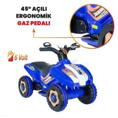 Uj Toys Müzikli ve Led Işıklı Akülü Atv 6V Ranger-Mavi