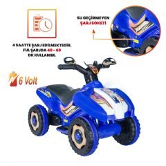 Uj Toys Müzikli ve Led Işıklı Akülü Atv 6V Ranger-Mavi