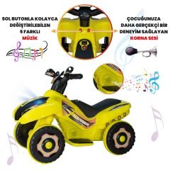 Uj Toys Müzikli ve Led Işıklı Akülü Atv 6V Ranger-Sarı