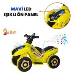 Uj Toys Müzikli ve Led Işıklı Akülü Atv 6V Ranger-Sarı