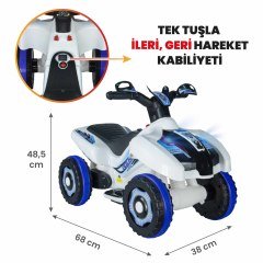 Uj Toys Müzikli ve Led Işıklı Akülü Atv 6V Ranger-Beyaz Polis