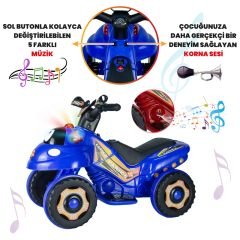 Uj Toys Müzikli ve Led Işıklı Akülü Atv 6V Karınca-Mavi