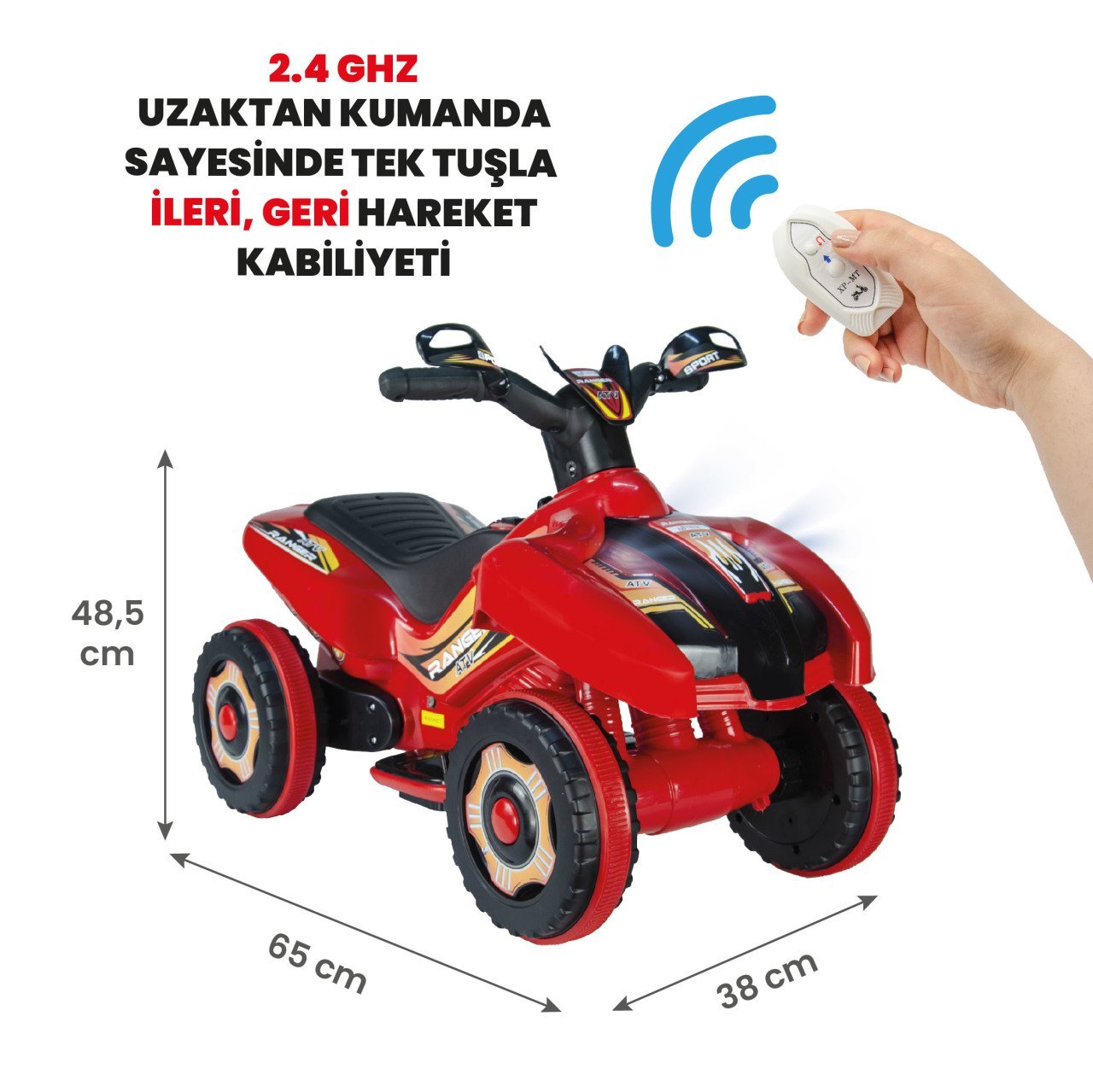 Uj Toys Uzaktan Kumandalı Akülü Atv 6V Ranger-Kırmızı